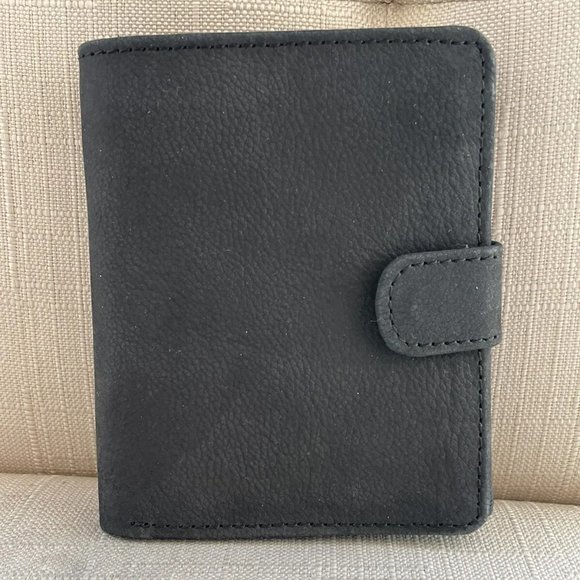 Genuine Leather Billfold Wallet Black Bifold Card Holder Purse Handmade Wallet